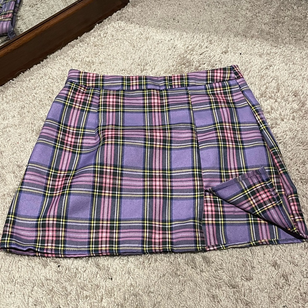 Purple and Pink Plaid Mini Skirt Size 4